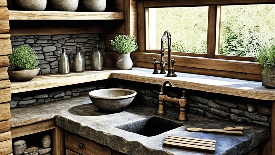 lavandino cucina in pietra antico